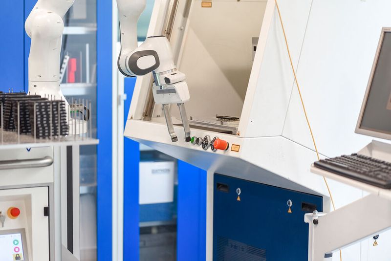 Die Cobots starten den Bearbeitungsvorgang selständig. (Bild: Bopla Gehaeuse Systeme)