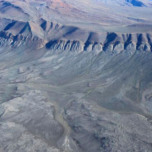 Polygons and channel networks on the west side of Axel Heiberg Island near Expedition Fjord. Polygons and channel networks on the west side of Axel Heiberg Island near Expedition Fjord.