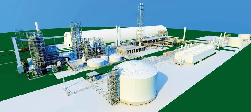 Der neue Düngemittelkomplex mit einer Kapazität von 2200 Tonnen Ammoniak und 3900 Tonnen Harnstoff pro Tag wird im Sungai Liang Industrial Park in Brunei errichtet. (Thyssen Krupp)