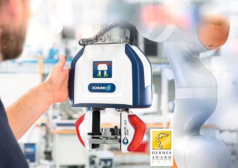 The Co-act JL1 gripper from Schunk is claimed to be the world’s first intelligent gripping module for human/robot collaboration, directly interacting and communicating with humans. (Schunk )