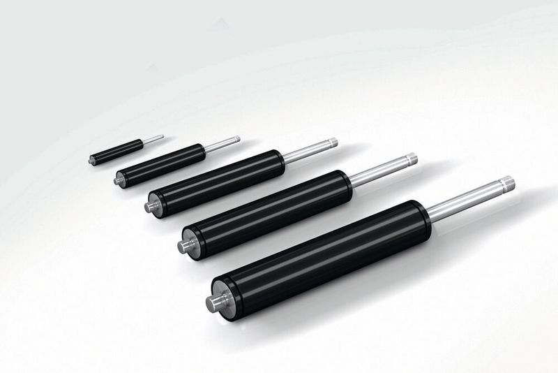 Die hydraulischen Bremszylinder von ACE sind mit Zylinderrohrdurchmessern zwischen 12 und 70 mm sowie mit Hüben von 10 bis 800 mm lieferbar. (ACE Stoßdämpfer)