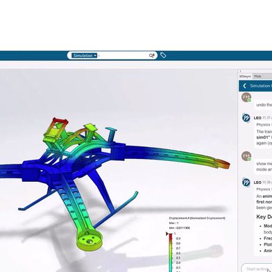Der Screenshot zeigt den Virtual Companion LEO im Einsatz bei der Unterstützung einer Simulation. (Bild: Dassault Systèmes)