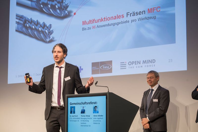 Das Gemeinschaftsreferat hielten Thomas Wengi, GF Machinings International SA, Simon Windler, Fraisa SA und Dr. Josef Koch, Open Mind Technologies AG. (Thomas Entzeroth)