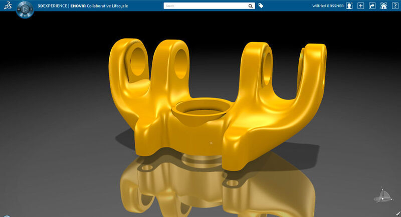Die Visualisierung des 3D-gedruckten Kunststoffbauteils ist das Ergebnis einer Design-Studie für den Landmaschinenhersteller Claas. (Dassault Systèmes)