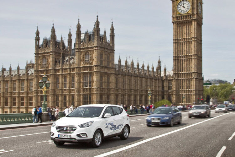 Im europäischen Ausland sind die ersten Fahrzeuge bereits unterwegs. Wie zum Beispiel in London... (Foto: Hyundai)