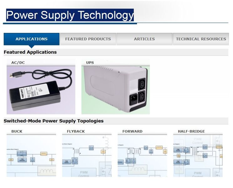 Mouser Technologiy-Site: Power Supply Technology (Bild: Mouser)