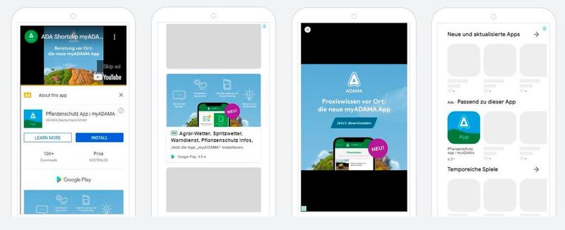 Screenshot der Anzeigenvorschau aus dem Google Ads Account von ADAMA
