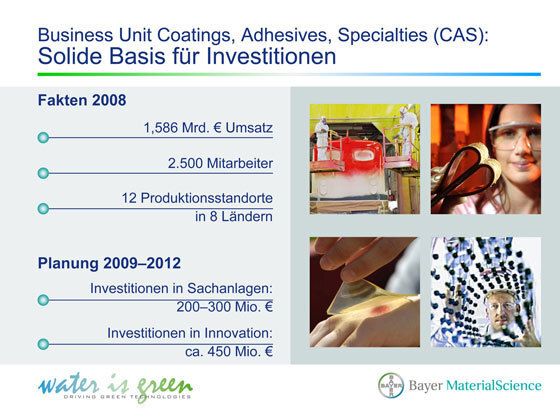 Mindestens 650 Millionen Euro will Bayer MaterialScience bis 2012 in die Geschäftseinheit Coatings, Adhesives, Specialities investieren.  (Bild: Bayer MaterialScience)
