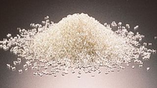 Recycled polyester chips: Teijin Frontier will install cleaning equipment and the latest repelletizing machine for removing foreign substances from the recycled PET bottles before they are molded into chips. (Teijin)