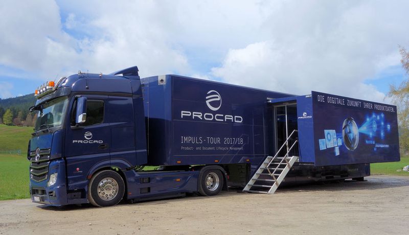 Der Procad-Truck ist auf unterwegs mit dem Ziel, Pro.File-Anwender hinsichtlich ihrer Digitalisierungsstrategie zu beraten. (Procad)