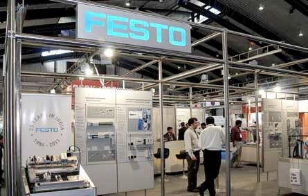 Visitors taking information at Festo's booth at previous event held at Bengaluru. (Picture: Hannover Milano)