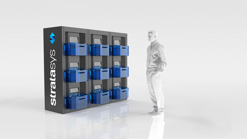 Der Stratasys Continuous Build 3D Demonstrator in einer Ausführung mit neun Einheiten... (Stratasys)