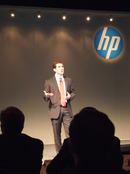Colin Mahoney, Senior Vice Pesident and General Manager bei HP Vertica, unterstützte Joiner bei seinem Vortrag. (Die Vertica Analytic Database läuft auf Grids von Linux-Commodity-Servern; Wikipedia)   (Rainer Graefen)