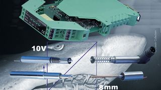 Bei begrenztem Einbauraum bieten die induktiven Wegaufnehmer mit einem Außendurchmesser von 10 mm und einer Gesamtlänge von 20 mm einen Messhub von max. 8 mm bei einer Linearität von 0,25 %. (A.B. Jödden)