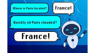 Ein LLM könnte lernen, dass eine Frage wie „Wo liegt Paris?“(„Where is Paris located?“) wie folgt aufgebaut ist: Adverb/Verb/Eigenname/(Verb). Wenn das Modell eine neue Frage mit derselben grammatikalischen Struktur, aber unsinnigen Wörtern erhält, wie beispielsweise „Schnell sitzen Paris bewölkt?“ (“Quickly sit Paris clouded?”), könnte es mit „Frankreich“ antworten, obwohl diese Antwort keinen Sinn ergibt.
 (Bild: MIT News; iStock)