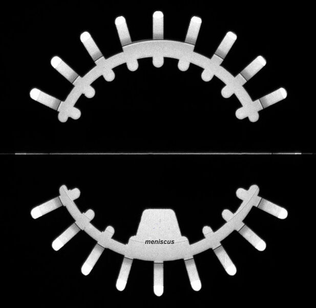 Querschnitt durch das Target: Die dünne Linie in der Mitte besteht aus Wasserstoff-Isotopen (Archiv: Vogel Business Media)