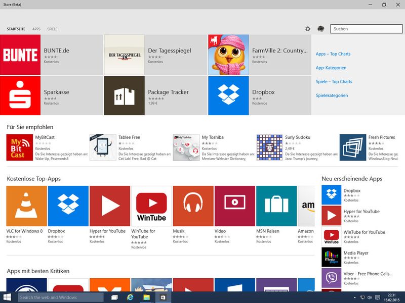 Auch der Windows-Store wird verbessert und ausführlicher. Er scrollt jetzt übrigens nicht mehr horizontal sondern vertikal. (Bild: IT-Business)