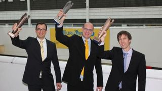 Die Gewinner (v.l.): Christof Wagner, Hans Bosch GmbH (Gold), Dr. Johannes Homa, Lithoz GmbH (Silber) und Dr. Florian Bechmann, Concept Laser GmbH (Bronze) (Bild: Fouhy)