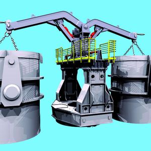 Bild 1: Manipulator für die Deckel der Gießpfannen.  Bild: Autodesk/SMS Concast