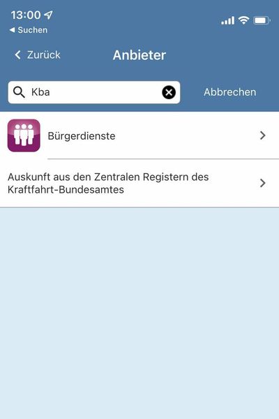... und sucht hier nach „KBA“. (Screenshot der KBA-Anwendung: ADAC)
