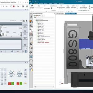 The run-in process for new parts at Hanomag Aluminium Solutions is carried out using the Siemens Virtual NC Controller Kernel on a computer model based on the real control software. This also allows the simulation of manually generated NC code.(Image: d.u.h. Group)