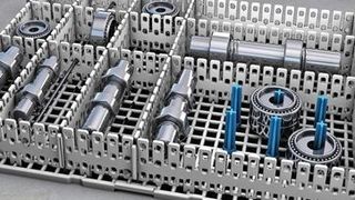 Das Werkstückträgersystem Techtray basiert auf einem Gitterboden aus temperaturbeständigem Kunststoff. (Bild: Kögel)