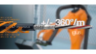 Neue DeviceNet-Leitung Cfrobot8.Plus.030 von igus ermöglicht zuverlässige Datenübertragung bei Torsionsbewegungen bis ±360°/m in hochdynamischen Robotikanwendungen. (Bild: igus SE & Co. KG)