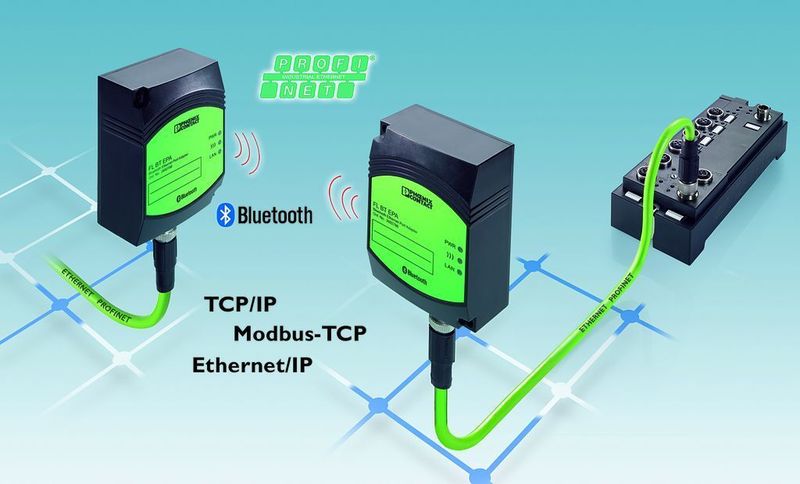 Bild 4: Die Bluetooth-Ethernet-Port-Adapter ermöglichen eine drahtlose Integration von sicheren I/O-Stationen in Profinet. Bild: Phoenix Contact (Archiv: Vogel Business Media)