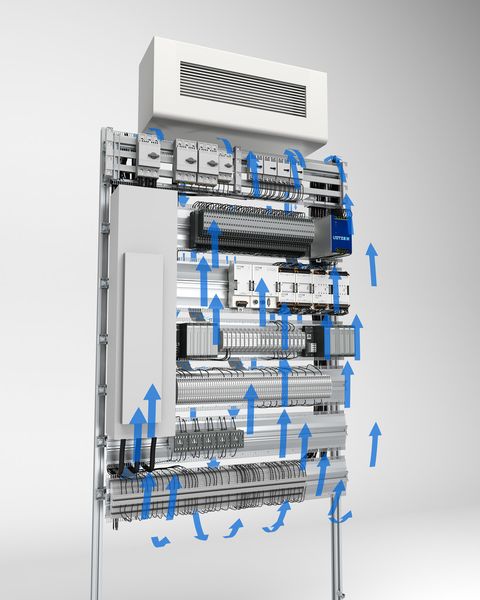 Die Friedrich Lütze GmbH hat 2013 das Schaltschrankverdrahtungssystem LSC Airstream auf dem Markt eingeführt. Das Thermikkonzept besteht aus einer intelligenten Kühlluftführung im Schaltschrank mit der weniger Kühlleistung, also auch weniger Strom in der Anwendung benötigt wird. (Bild: Lütze)