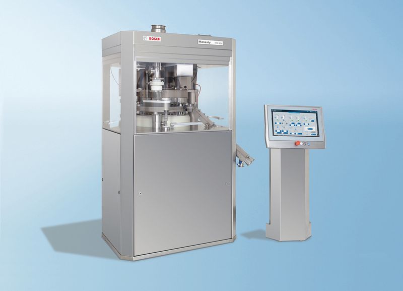Die Manesty TPR 500 hat eine Ausbringung von mehr als 400 000 Tabletten pro Stunde bei geringem Wartungsaufwand und optimierter Bedienbarkeit. (Bild: Bosch Packaging Technology)