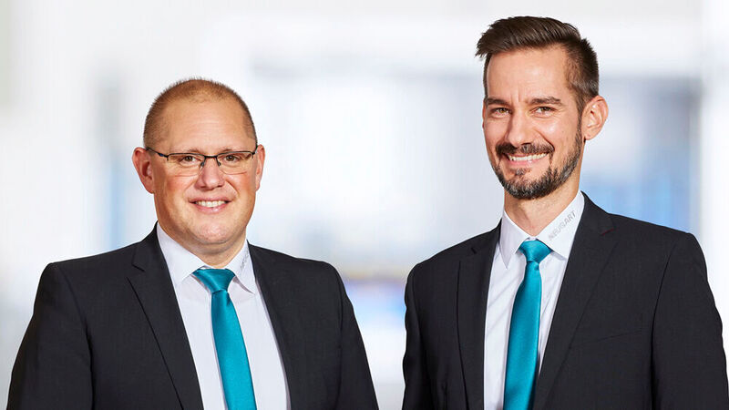 Swen Herrmann (links) und Matthias Herr übernehmen neue Aufgaben im Neugart-Management. (Neugart GmbH)