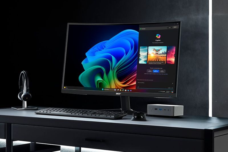 Die Mini-Workstation Acer Veriton RI110 arbeitet mit einem Intel Core Ultra X7 Prozessor 358H und Intel Arc B390 Grafik sowie bis zu 96 GB LPDDR5X-Arbeitsspeicher und bis zu 1 TB PCIe Gen 4 SSD-Speicher. (Bild: Acer)