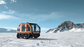 Mit dem vollelektrische Polarforschungsfahrzeug Venturi Antarktica sollen Wissenschaftler emissionsfrei die Antarktis erkunden.  (Venturi Automobiles)