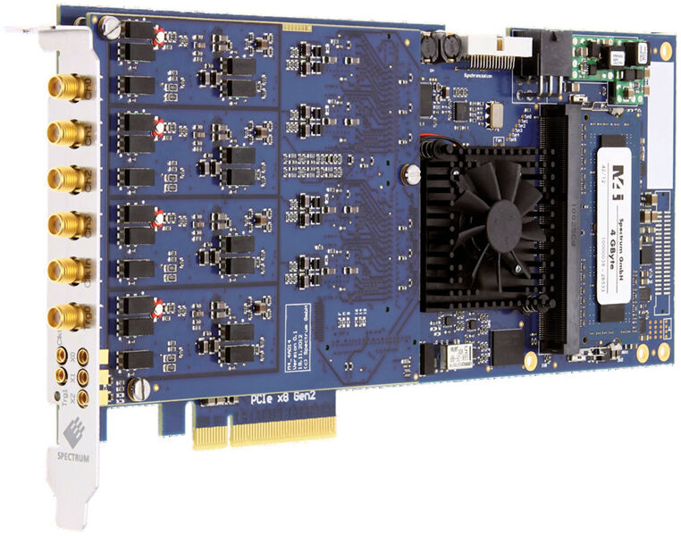 Schnelle Datenkarte: Die M4i.4421-x8 bietet vier Kanäle mit einem Datendurchsatz von 250 MS/s für PCI-Express-Schnittstellen (Spectrum)