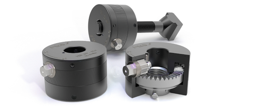 (Wesentliches Konstruktionsmerkmal der MDR-Spannmutter ist ein spezielles Kronenradgetriebe mit rechtwinkliger Umlenkung der Rotation zur Vervielfältigung des Anzugsmomentes. Bild: Jakob Antriebstechnik)