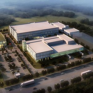 Modellansicht des neuen Pharma-Produktionsstandorts von Merck in Nantong, China.
