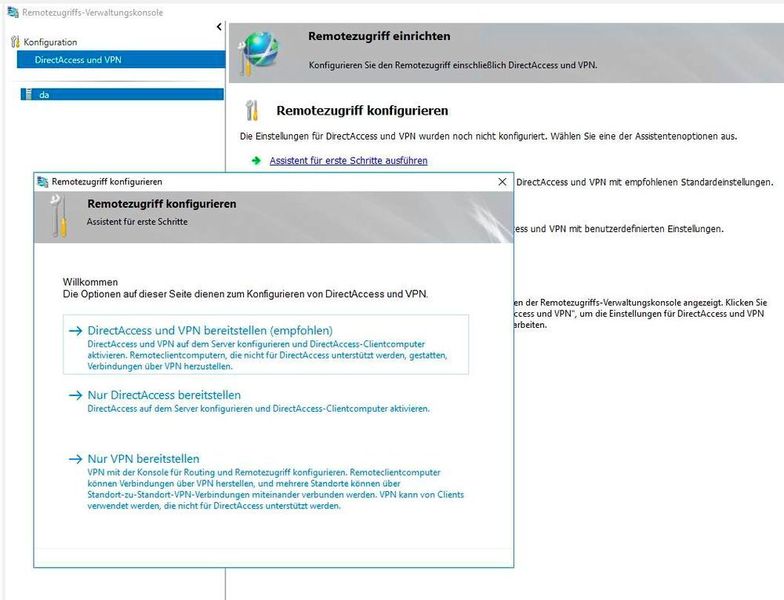 Die Einrichtung von DirectAccess erfolgt über einen Assistenten, der im Servermanager integriert ist. (Joos / Microsoft)