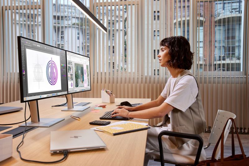 Der 27-Zoll-QHD-Monitor 727pu mit Thunderbolt 4 ermöglicht das Daisy-Chaining über USB-C. (Bild: HP)