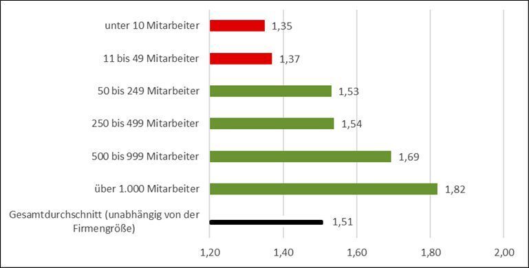 Je größer das Unternehmen, desto höher der Digitalisierungsgrad. (Technische Hochschule Mittelhessen (THM) )