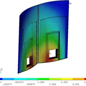 Die Finite-Elemente-Simulation der Torverschiebung unter Maximallast zeigt, dass die Verformung des Tores aus FVK äußerst gering ist und der Spezifikation in vollem Umfang entspricht.