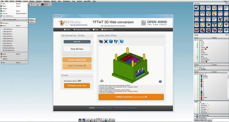 In co-operation with TFT-Labs, Open Mind has now developed a CAD conversion interface that converts Catia V5 data to Hyper-CAD-S data quickly and flexibly. (Source: Open Mind)