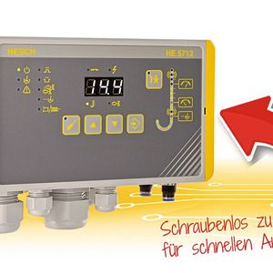 Die kompakte Ausführung der HE 5712 lässt sich jetzt schraubenlos öffnen und damit schneller installieren.(Bild:  AXXERON HESCH electronics GmbH)