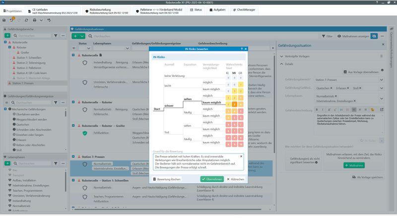 Erstellung einer Risikobeurteilung in Safexpert 10.  (Bild: IBF Solutions GmbH, Screenshot aus Safexpert 10.)