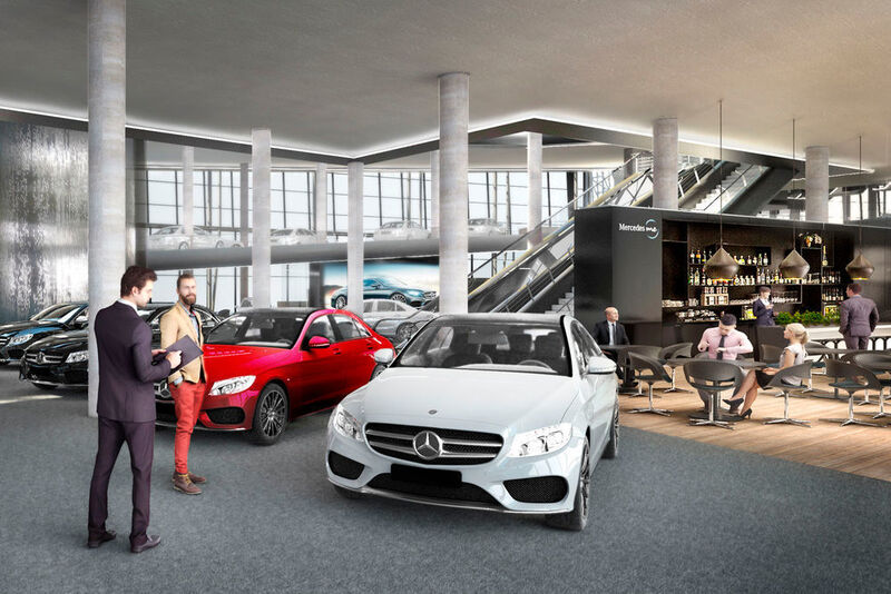 Sicher ist, dass im neuen Mobilitätszentrum in Stuttgart der dortige Mercedes-Benz-Vertrieb von Pkws zentralisiert werden wird. (Daimler AG)