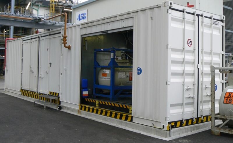 Für eine komplette chemische Produktionsanlage reicht ein einziger Container. (Bild: Evonik)