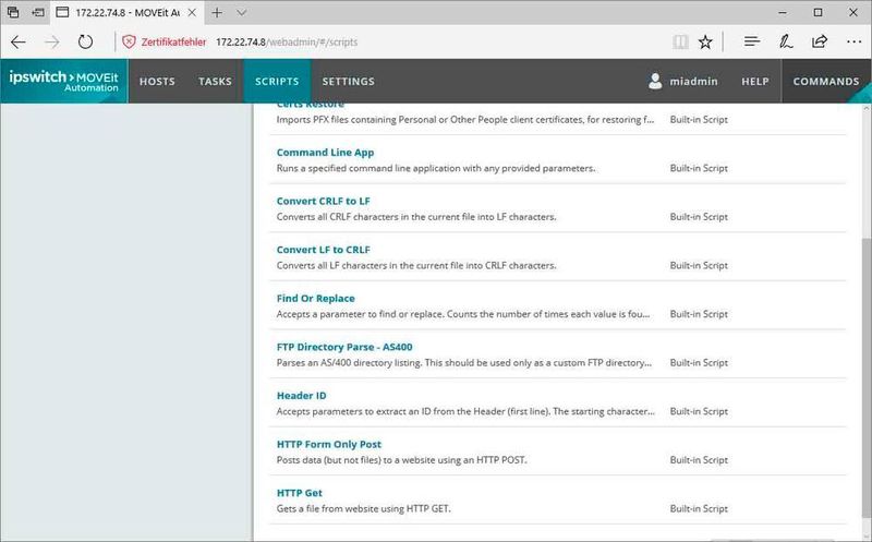 Die Automatisierungslösung bietet eine Vielzahl von Skripts für die unterschiedlichsten Aufgaben (IAIT)