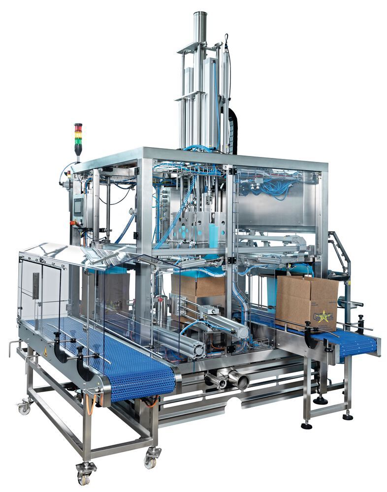 In der vollautomatischen Butterabfüll- und Verpackungsanlage lassen sich große Buttereinheiten zu je 25 kg abfüllen und verpacken. In der vollautomatischen Butterabfüll- und Verpackungsanlage lassen sich große Buttereinheiten zu je 25 kg abfüllen und verpacken.