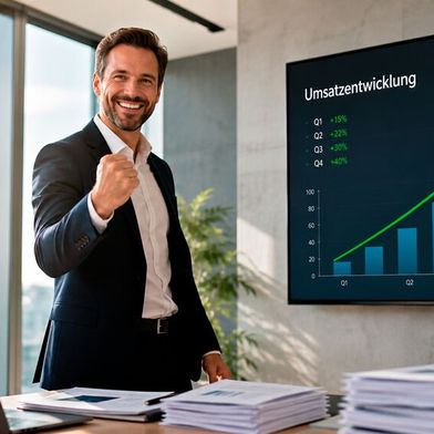 Nun, ganz so toll ist die Situation noch nicht, wie hier bei diesem Manager aus der Industrie, aber es kann festgestellt werden, dass sich die Lage derzeit bessert. Nach verschiedenen Verbänden, ist dieser Ansicht nun auch der BDI, wenn auch vorsichtiger ... (Bild: KI-generiert)