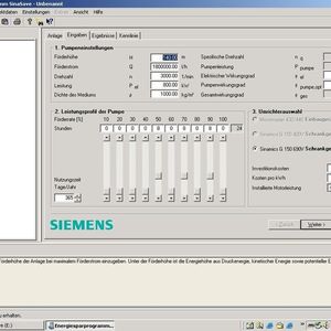 1 Sinasave Tool: Die Eingabemaske des Tools erfasst vielfältige Betriebsbedingungen und Antriebsvarianten, insbesondere Umrichter mit und ohne Rückspeisung. Die Vergleichsrechnung ermittelt dann den energetisch günstigsten Antrieb und die Amortisationsdauer.