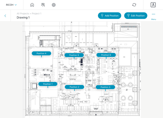 (Ricoh360 Projects ermöglicht es Projektmanagern, Vorarbeitern, Sicherheitsmanagern, Konstrukteuren, Eigentümern und allen am Bau Beteiligten, ein 360°-Foto sofort zu erfassen und nach Standort in eine Zeichnung einzubetten, was eine nahtlose Navigation ermöglicht. Bildquelle: Ricoh)